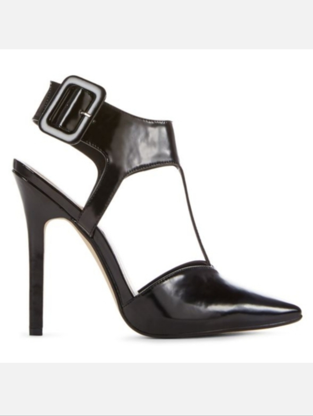 JustFab Patent Leather Stiletto Shoes Womens Size 7 Black Pointed Toe Heels